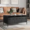 Image de vidaXL Table basse noir 101,5x50x43,5 cm acier laminÃ© Ã  froid