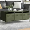 Image de vidaXL Table basse vert olive 101,5x50x43,5 cm acier laminé à froid851272