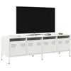 Image de vidaXL Meuble TV blanc 135x39x43,5 cm acier laminé à froid851309