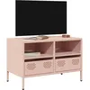 Image de vidaXL Vidaxl Meuble Tv Rose 68x39x43,5 Cm Acier Laminé À Froid