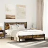 Image de vidaXL Cadre de lit en métal sans matelas chêne fumé 150x200 cm