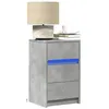 Image de vidaXL Armoire de chevet et lumières LED gris béton bois d'ingénierie852015