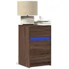 Image de vidaXL Armoire de chevet et lumiÃ¨res LED chÃªne marron bois ingÃ©nierie