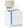 Image de vidaXL Armoires de chevet et lumières LED 2pcs blanc bois d'ingénierie852048