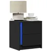 Image de vidaXL Armoires de chevet et lumières LED 2 pcs noir bois d'ingénierie852050