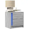 Image de vidaXL Armoires de chevet et lumières LED 2 pcs sonoma gris852058