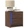 Image de vidaXL Armoires de chevet et lumières LED 2 pcs chêne marron852060