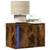 Image de Vidaxl Table De Chevet Murale Avec LumiÃ¨res Led ChÃªne FumÃ©