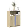 Image de vidaXL Buffet avec LED chÃªne sonoma 77x34x100 cm bois d'ingÃ©nierie