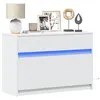 Image de vidaXL Meuble TV avec LED blanc 91x34x61 cm bois d'ingénierie852180