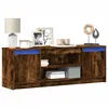 Image de Vidaxl Meuble Tv Avec Led ChÃªne FumÃ© 139,5x34x50 Cm Bois D'ingÃ©nierie