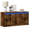 Image de vidaXL Meuble TV avec LED chêne fumé 100x34x50 cm bois d'ingénierie852212