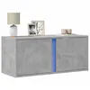 Image de vidaXL Meuble TV mural avec lumiÃ¨res LED gris bÃ©ton 80x31x35 cm