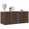 Image de vidaXL Meuble TV mural avec lumières LED chêne marron 80x31x35 cm852263