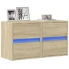 Image de vidaXL Meubles TV muraux lumières LED 2 pcs chêne sonoma 41x31x45 cm