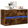 Image de vidaXL Meuble TV mural avec lumières LED chêne fumé 80x31x45 cm852289