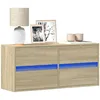 Image de vidaXL Vidaxl Meuble Tv Mural Avec Lumières Led Chêne Sonoma 100x31x45 Cm