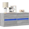 Image de vidaXL Meuble TV mural avec lumiÃ¨res LED sonoma gris 100x31x45 cm