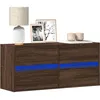 Image de vidaXL Vidaxl Meuble Tv Mural Avec Lumières Led Chêne Marron 100x31x45 Cm