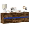 Image de vidaXL Meuble TV mural avec lumières LED chêne fumé 130x31x45 cm852303