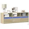 Image de vidaXL Meuble TV mural avec lumières LED chêne sonoma 130x31x45 cm852343