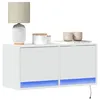 Image de vidaXL Meuble TV mural avec lumières LED blanc 80x31x35 cm852355