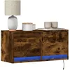 Image de vidaXL Vidaxl Meuble Tv Mural Avec Lumières Led Chêne Fumé 80x31x35 Cm