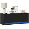 Image de vidaXL Meuble TV mural avec lumières LED noir 100x31x35 cm852363