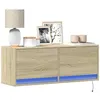 Image de vidaXL Meuble TV mural avec lumières LED chêne sonoma 100x31x35 cm852364