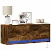 Image de vidaXL Meuble TV mural avec lumières LED chêne fumé 100x31x35 cm852366
