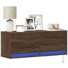 Image de vidaXL Meuble TV mural avec lumières LED chêne marron 100x31x35 cm852368