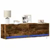 Image de vidaXL Meuble TV mural avec lumières LED chêne fumé 140x31x38 cm852373