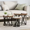 Image de Tables D'appoint Vidaxl 3 Pcs ChÃªne FumÃ© En Bois ReconstituÃ©
