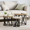 Image de Tables D'appoint Empilables Vidaxl 3 Pcs En Bois D'ingÃ©nierie ChÃªne Artisan