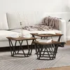 Image de Tables D'appoint Vidaxl 3 Pcs En Bois D'ingÃ©nierie ChÃªne FumÃ©