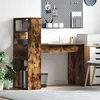 Image de vidaXL Vidaxl Bureau Avec Rangement Chêne Fumé 113x54x120 Cm Bois D'ingénierie
