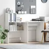 Image de vidaXL Vidaxl Bureau Blanc 131,5 X 50 X 106,5 Cm Bois D'ingénierie
