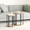 Image de Table D'appoint Vidaxl 2 Pcs En ChÃªne, Bois D'ingÃ©nierie Et MÃ©tal