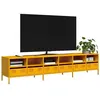 Image de vidaXL Meuble TV jaune moutarde 202x39x43,5 cm acier laminé à froid3307158