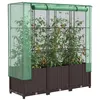 Image de vidaXL Jardinière surélevée avec housse aspect rotin 120x40x138 cm