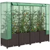Image de Vidaxl JardiniÃ¨re SurÃ©levÃ©e Avec Housse Aspect Rotin 160x40x138 Cm
