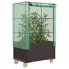 Image de Vidaxl JardiniÃ¨re SurÃ©levÃ©e Avec Housse Et Roues Aspect Rotin