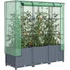 Image de vidaXL Vidaxl Jardinière Surélevée Avec Housse Aspect Rotin 120x40x138 Cm