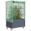 Image de vidaXL Jardinière surélevée avec housse et roues aspect rotin