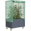 Image de Vidaxl JardiniÃ¨re SurÃ©levÃ©e Avec Housse Et Roues Aspect Rotin