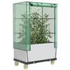 Image de vidaXL Jardinière surélevée avec housse et roues aspect rotin