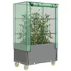 Image de vidaXL Jardinière surélevée avec housse et roues aspect rotin