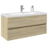 Image de vidaXL Ensemble de meubles de bain 2pcs céramique et bois d'ingénierie3307661