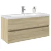 Image de Vidaxl Ensemble De Meubles De Bain 2pcs CÃ©ramique Et Bois D'ingÃ©nierie