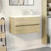 Image de vidaXL Ensemble de meubles de bain 2pcs céramique et bois d'ingénierie3307663